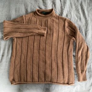 Men’s J. Crew Brown Ribbed Cotton Turtleneck
